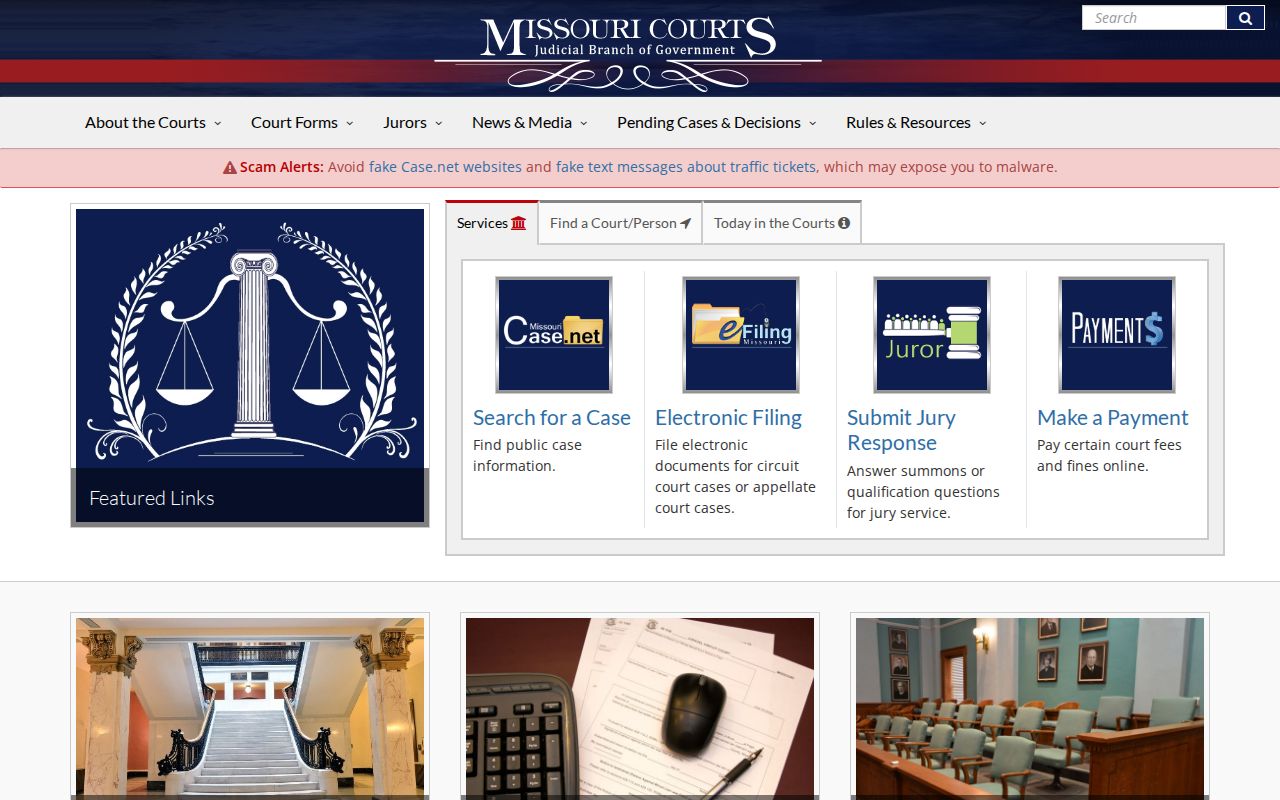 Conway court docket statewide search context from the official Missouri Courts home page