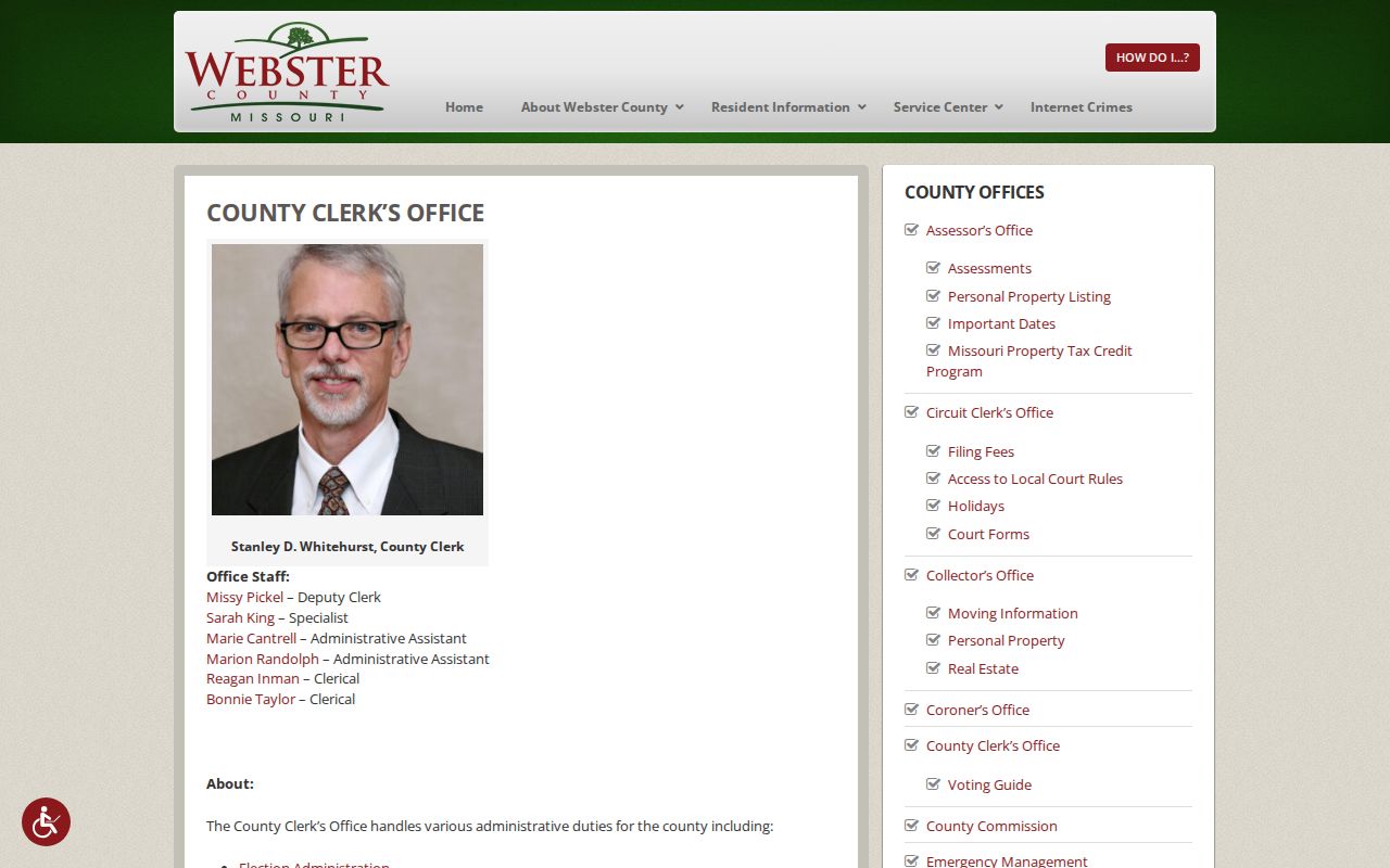 Webster County court record access reference