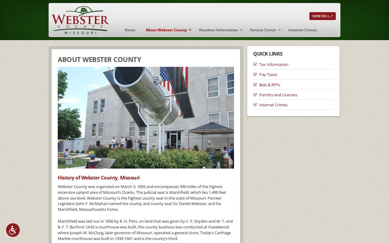 Webster County court docket courthouse history reference